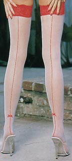 White/Red Lace Top Stockings