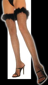 Marabou Fishnet Thigh-Hi's