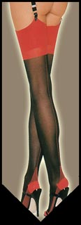 Black/Red Cuban Heel Thigh-Hi's