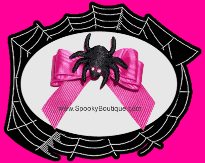 Double Looped Hair Bow with Spider