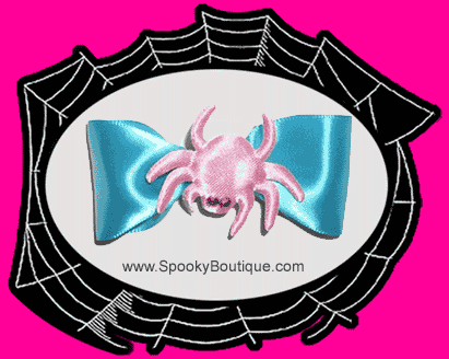 Satin Ribbon Hair Bow with Spider