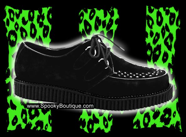 CREEPER-602 - Black Suede D-Ring Creepers