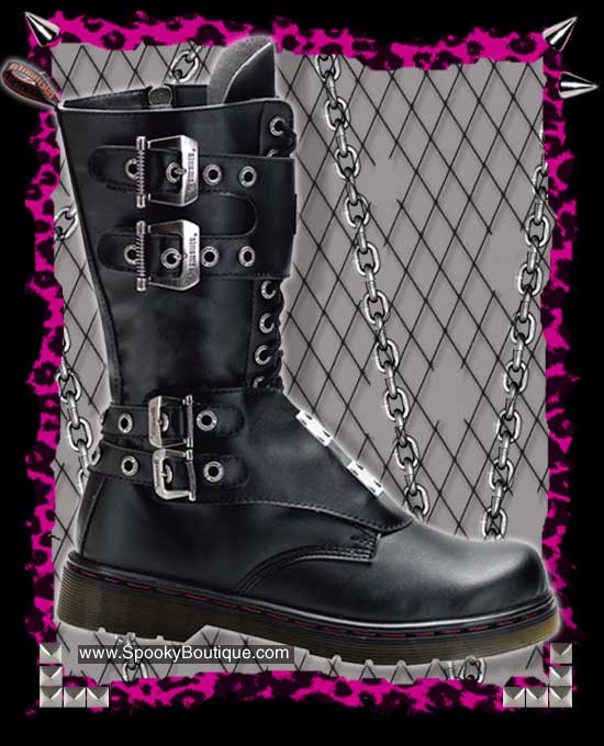 DISORDER-302 - 14-Hole Buckle Panel Boots