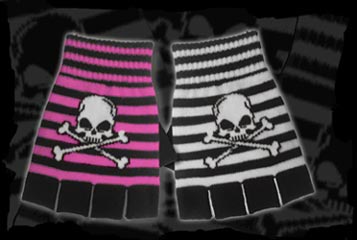 Cross Bones Fingerless Gloves