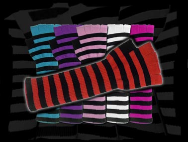 Striped Skull Fingerless Gloves