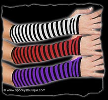Striped fingerless gloves