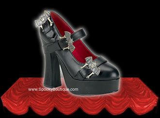 DEMON-15 - Bat Buckle Gothic Shoes