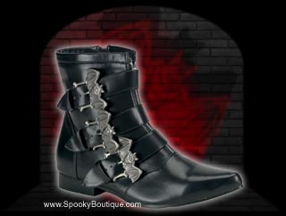 BROGUE-07 - Bat Buckle Strap Goth Boots