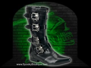 BROGUE-107 - Skull Buckle Strap Calf Boots
