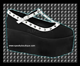 CLICK-07 - Black and White Studded Platform Maryjanes