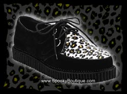 CREEPER-600 - Black Suede & Leopard Fur Creepers