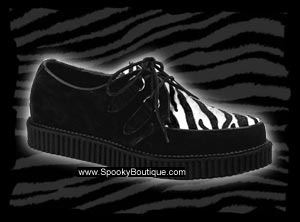 CREEPER-600 - Black Suede & Zebra Fur Creepers