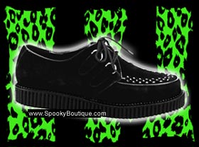 CREEPER-602S - Black Suede Lace-Up Creepers
