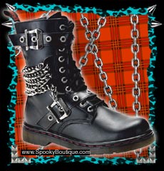 DISORDER-204 - 10-Hole Chain/Buckle Boots