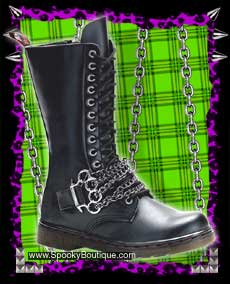 DISORDER-301 - 14-Hole Brass Knuckle/Chain Boots