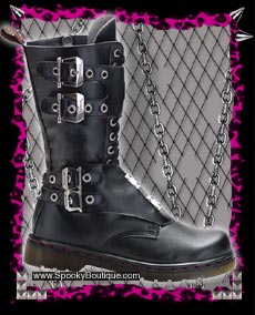 DISORDER-302 - 14-Hole Buckle Panel Boots
