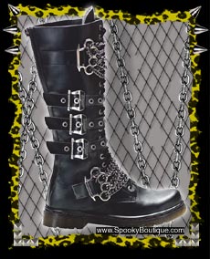 DISORDER-402 - 20-Hole Buckle/Chain Boots