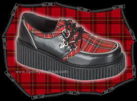 Girls Red Plaid Creepers