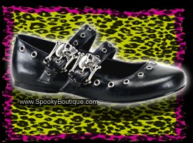 DAISY-03 - Skull Buckle Ballet Flats