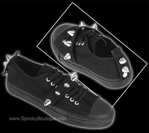 Black Canvas Spiked Sneakers