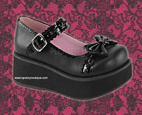SPRITE-03 -Sweet Lolita Black Bow with Black Studs Maryjanes